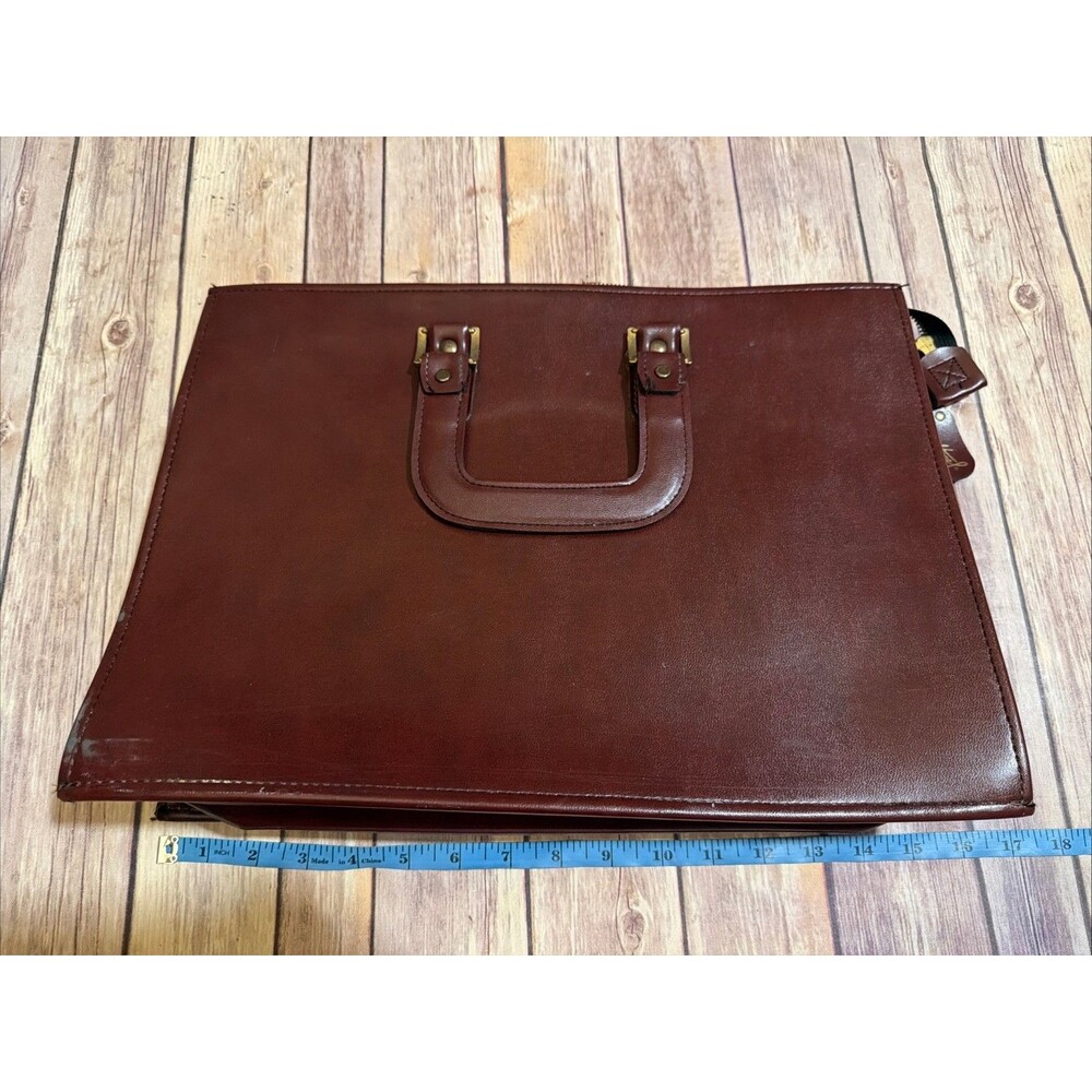 Vintage Hazel Brown Document Briefcase Portfolio Bag Attache Case Leather 16"x12